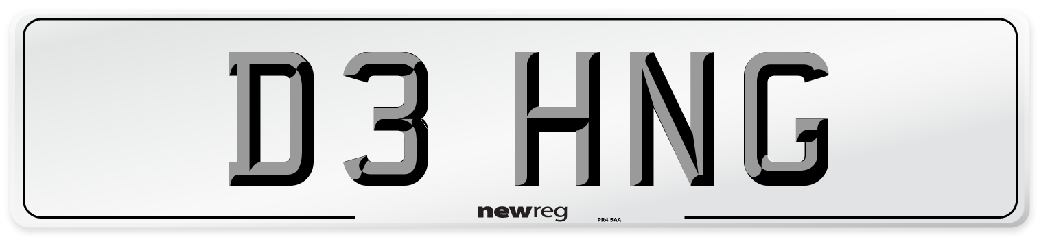 D3 HNG Number Plate from New Reg